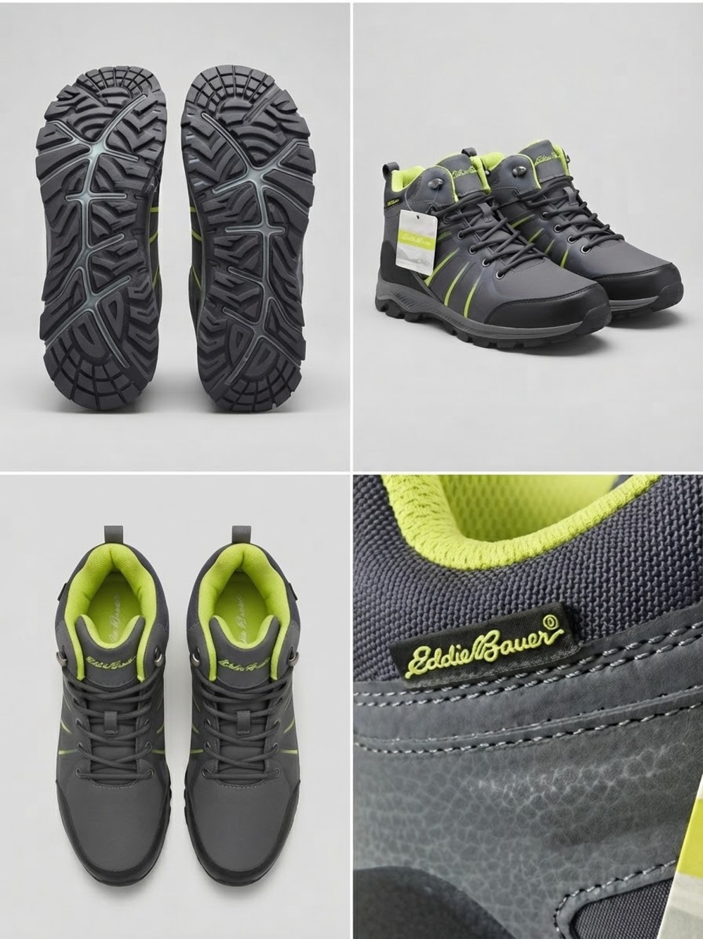 Eddie Bauer Gray and Lime Trail Hiking Boots